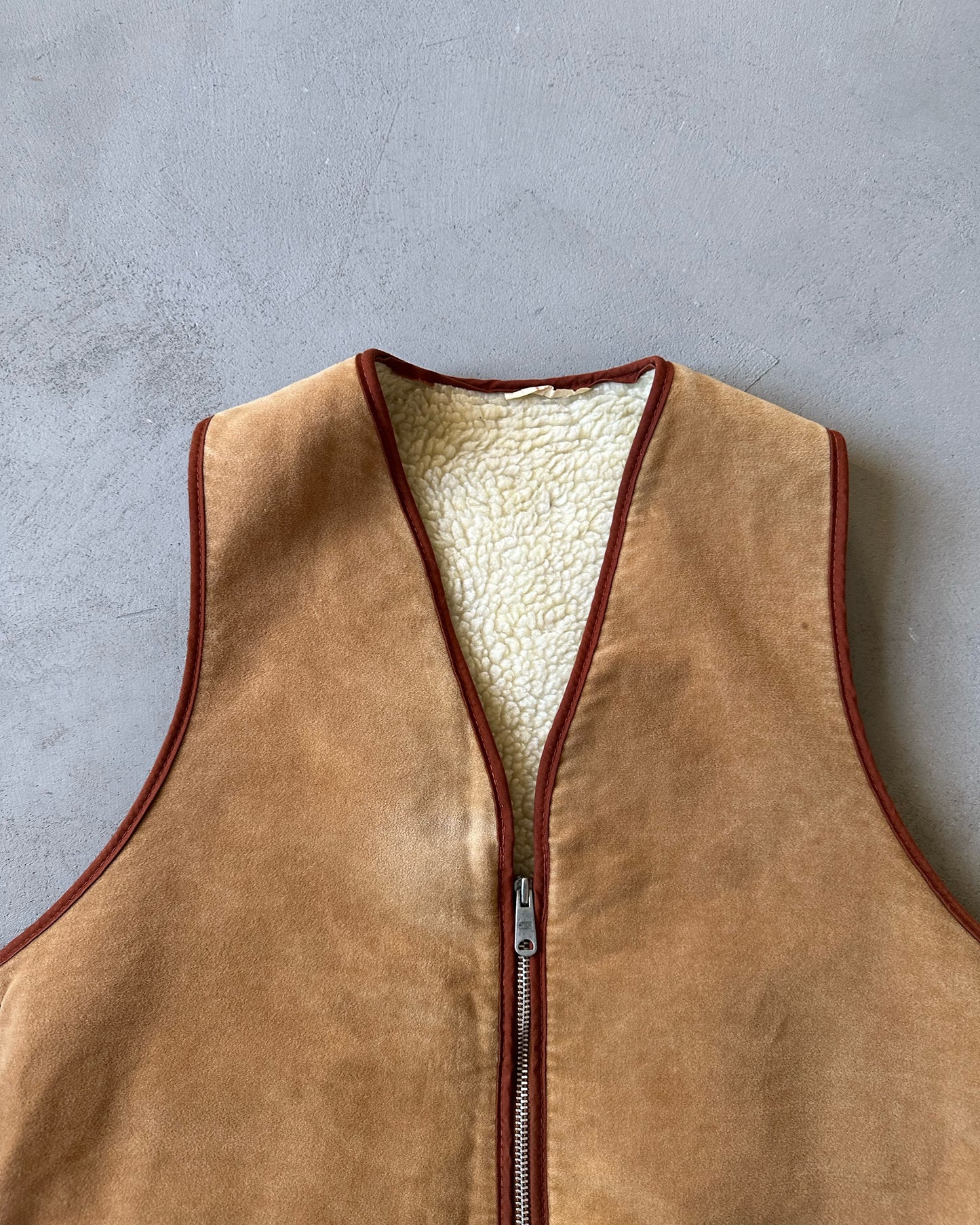 1970s - Tan Sherpa Vest - M/L