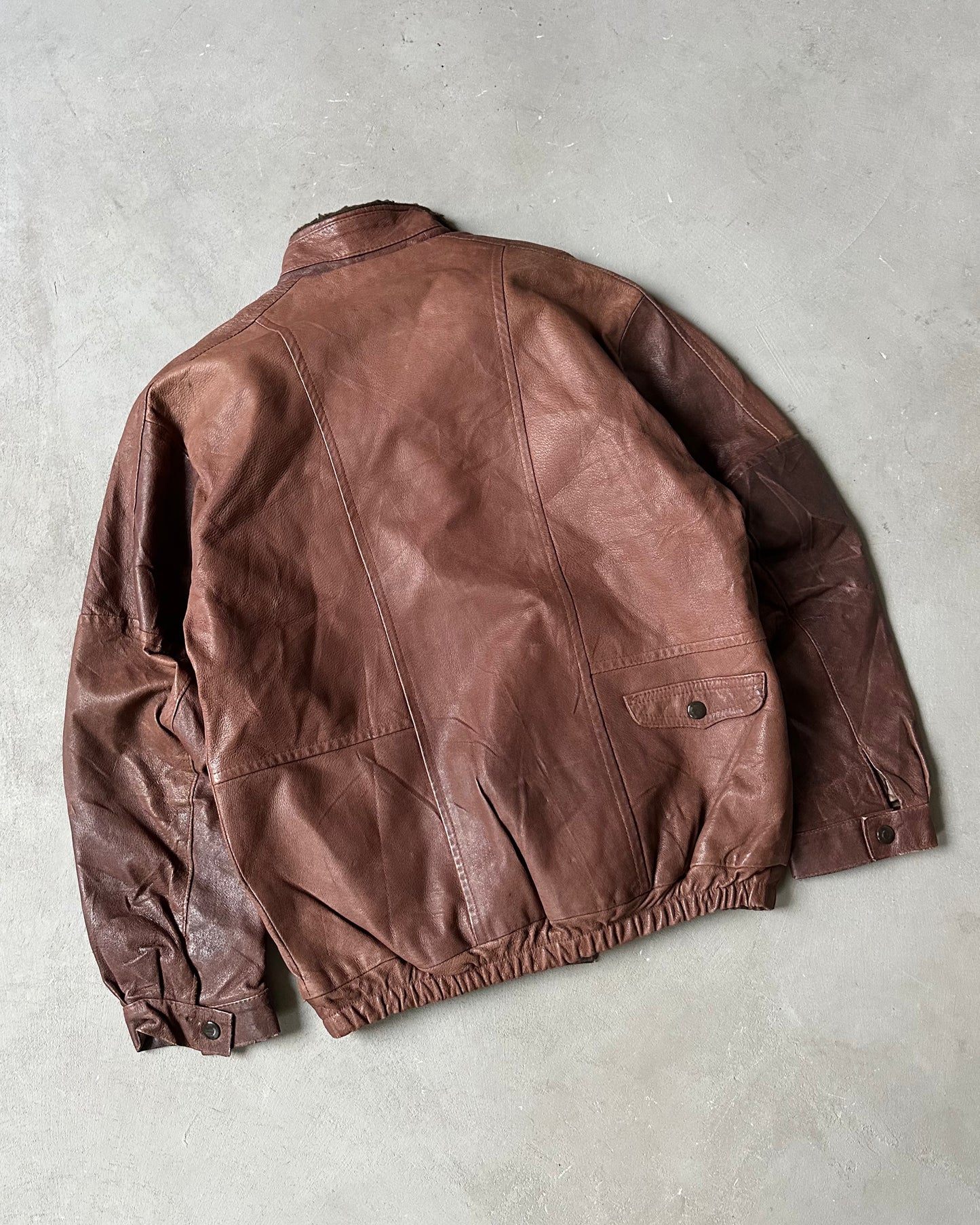 1960s - Brown Gala Faux Fur Leather Jacket - L