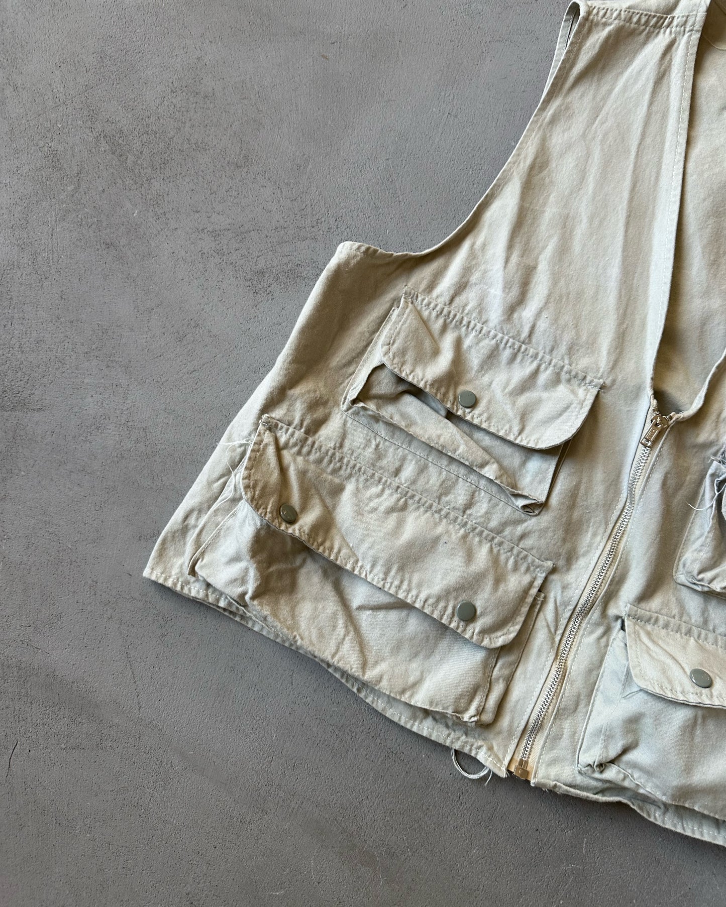 1970s - Light Grey Fishing Vest - M