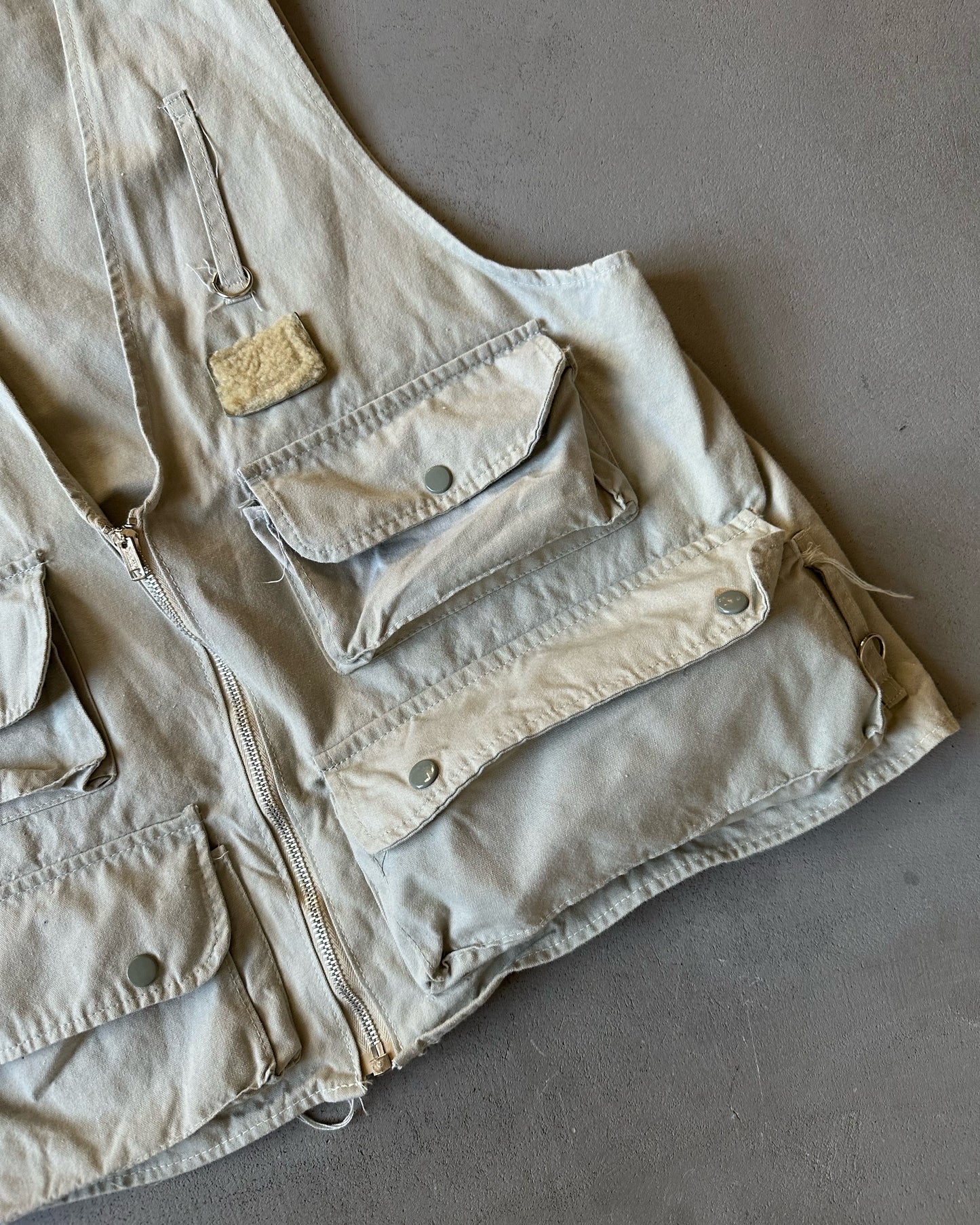 1970s - Light Grey Fishing Vest - M