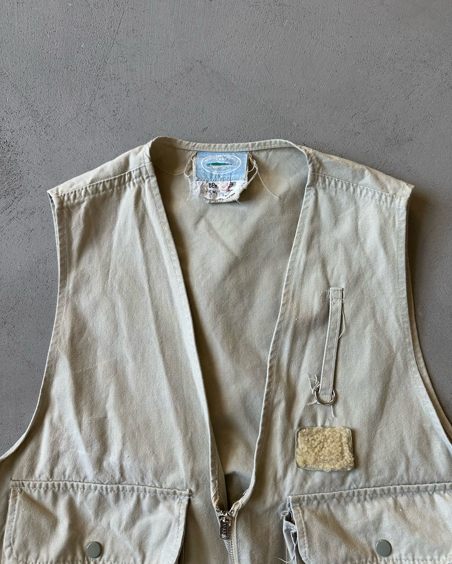 1970s - Light Grey Fishing Vest - M