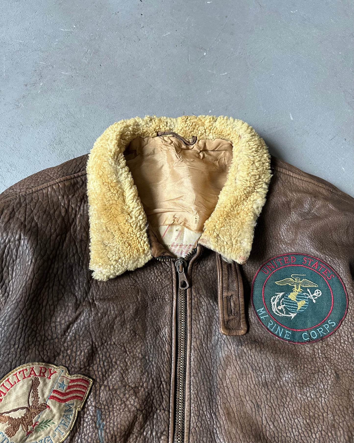 1980s - Distressed Brown Aviator Leather Jacket - L