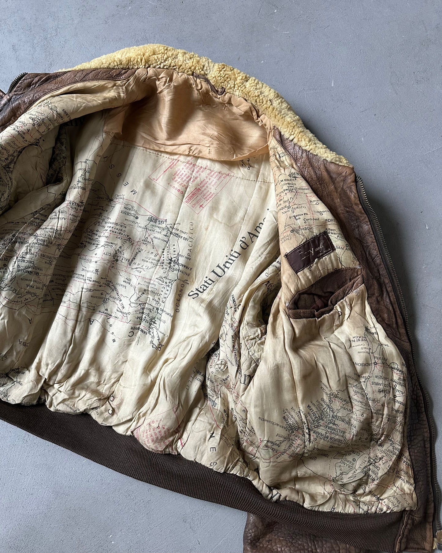 1980s - Distressed Brown Aviator Leather Jacket - L