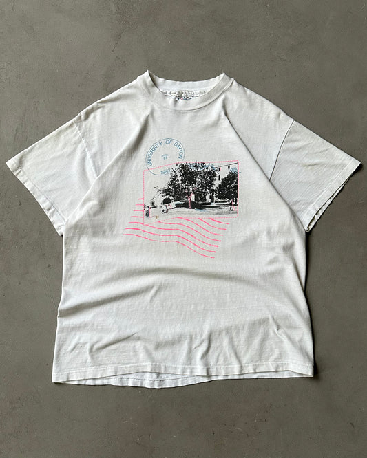 Années 1980 - T-shirt blanc Université de Dayton - Taille M