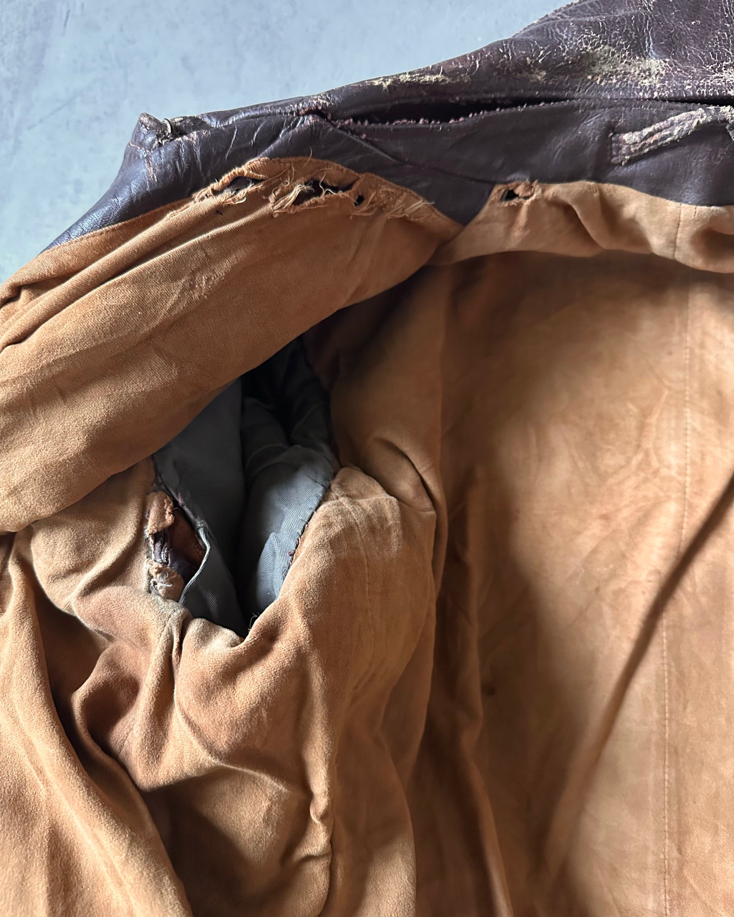 1940s - Distressed Brown German Motorcycle Leather Jacket - M/L