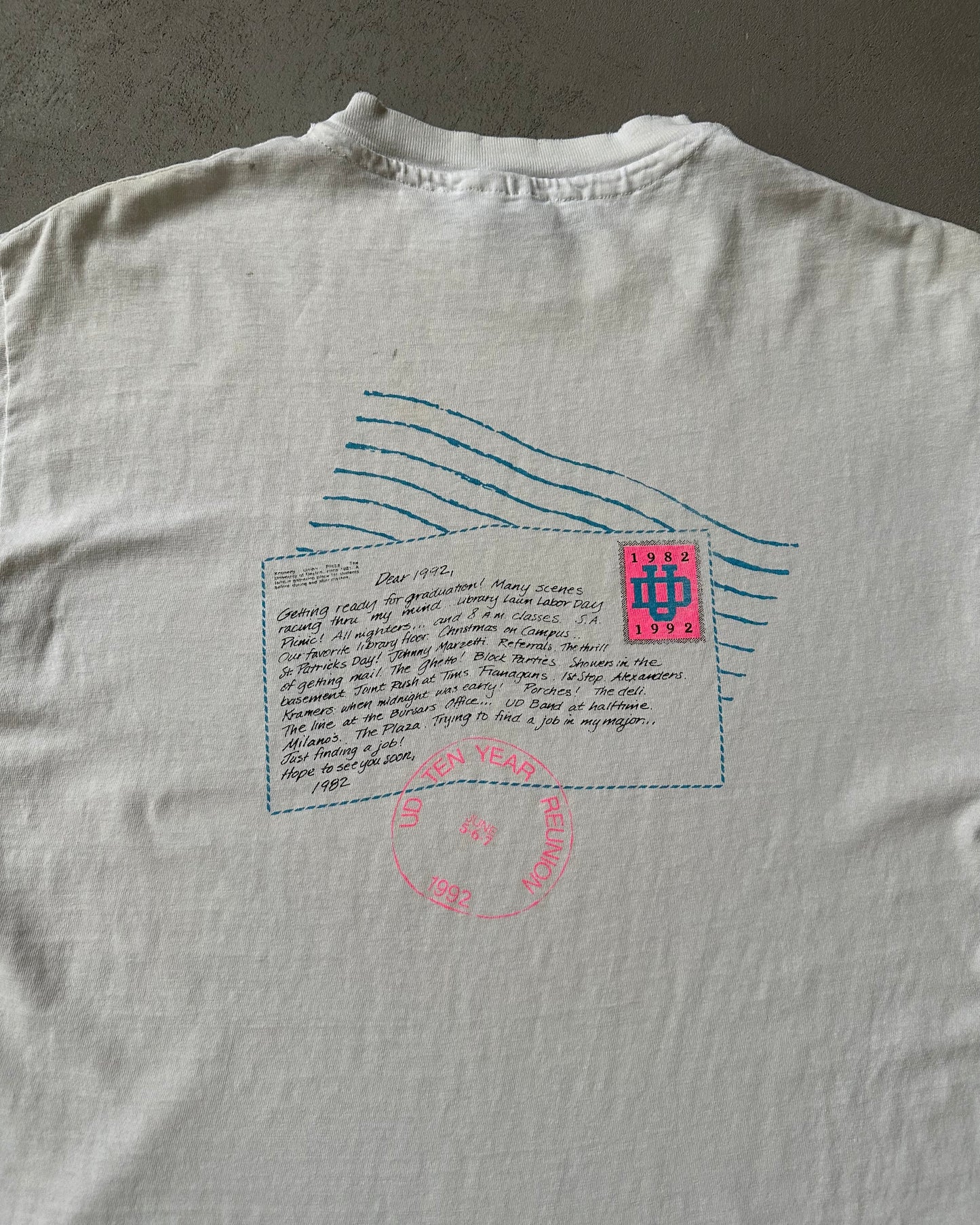 Années 1980 - T-shirt blanc Université de Dayton - Taille M