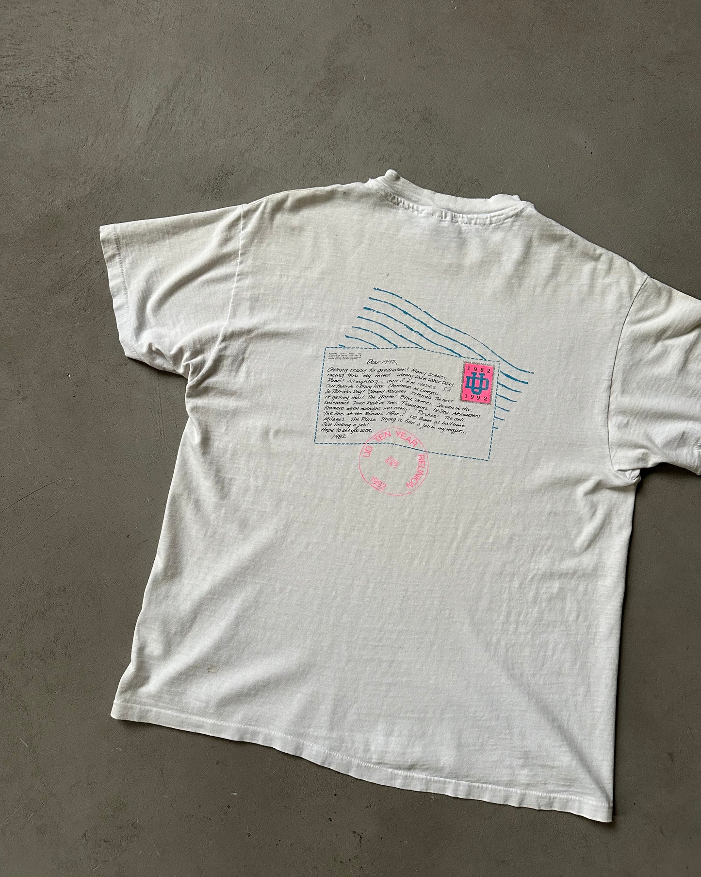 Années 1980 - T-shirt blanc Université de Dayton - Taille M