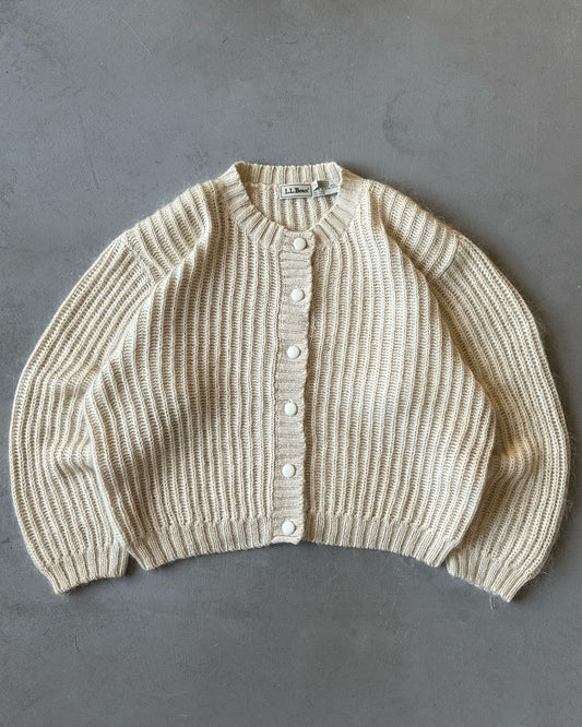 1990s - Cream L.L.Bean Mohair Women's Cardigan - (W)L