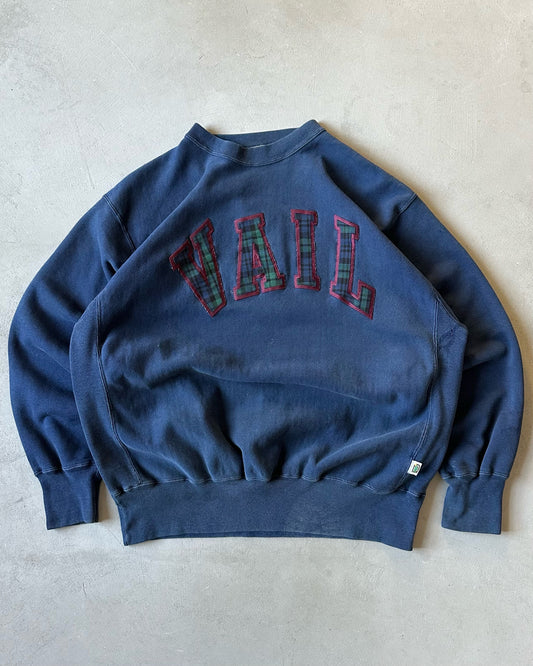 1990s - Distressed Navy VAIL Crewneck - XL