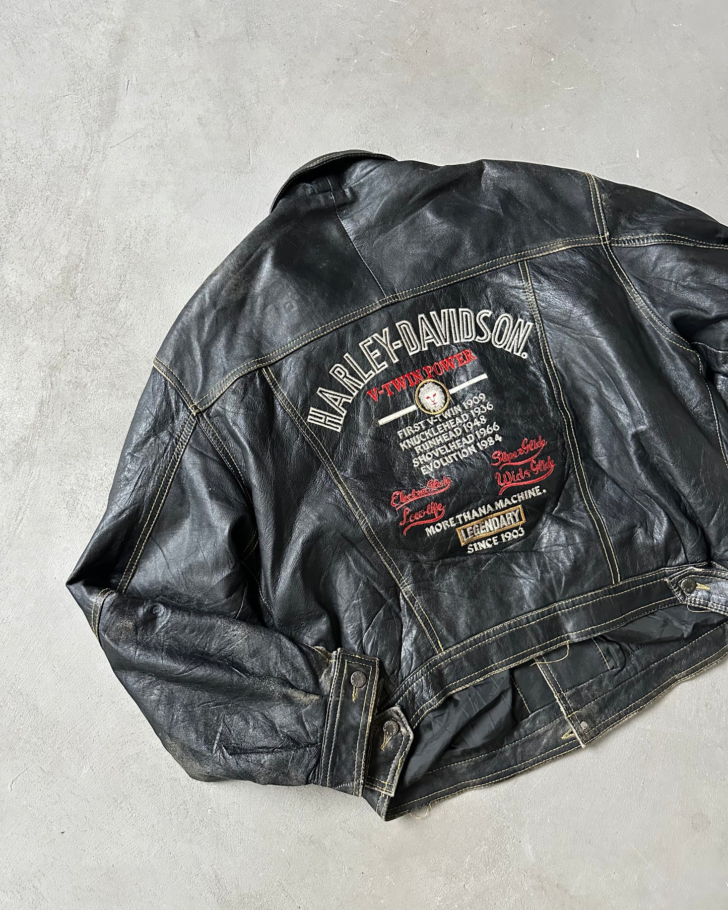 1990s - Black Harley-Davidson Leather Trucker Jacket - XL