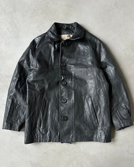1980s - Black Natural Wear Leather Coat - M