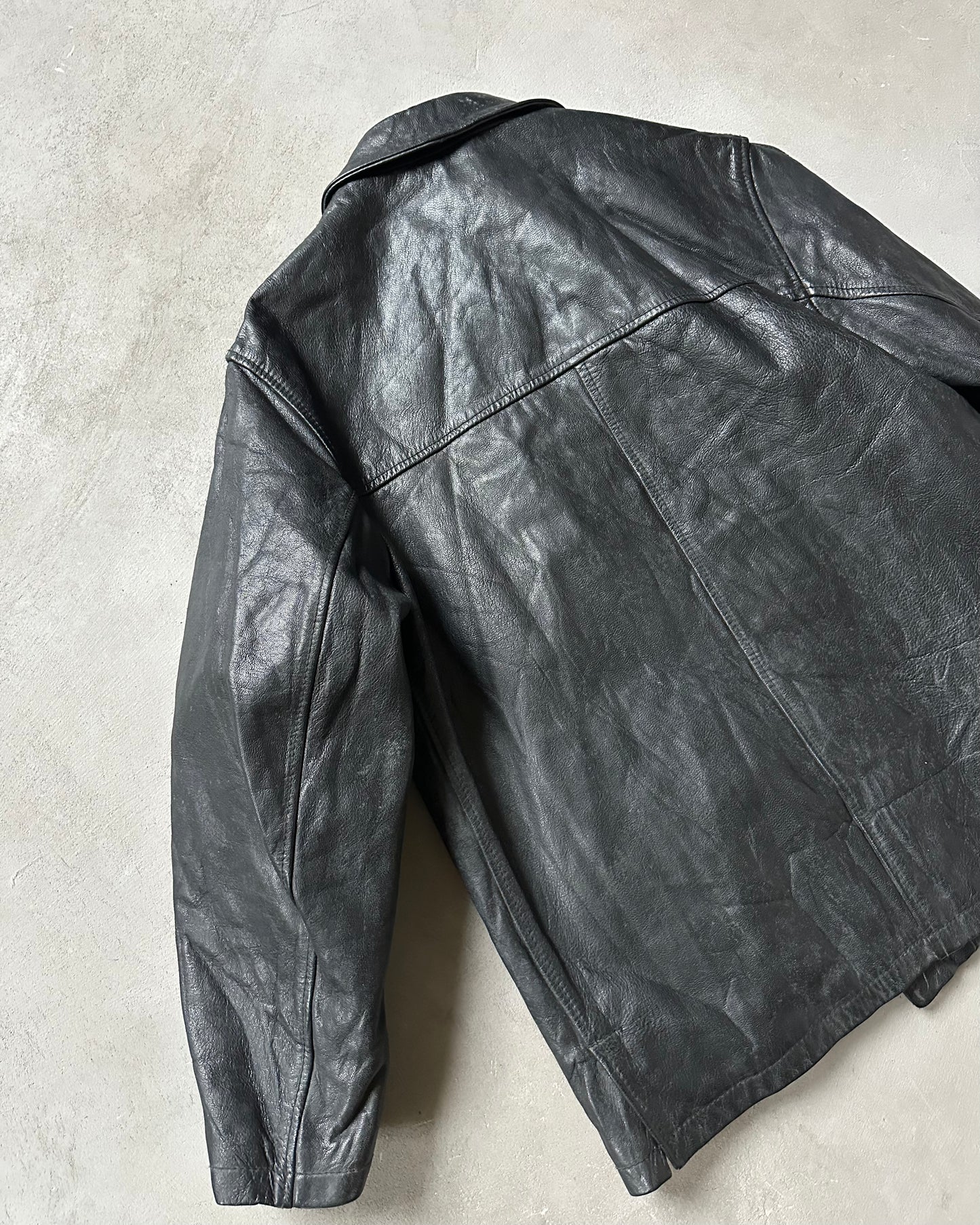 1980s - Black Natural Wear Leather Coat - M