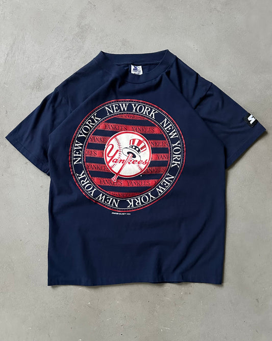 Années 90 - T-shirt bleu marine des Yankees de New York - Taille S