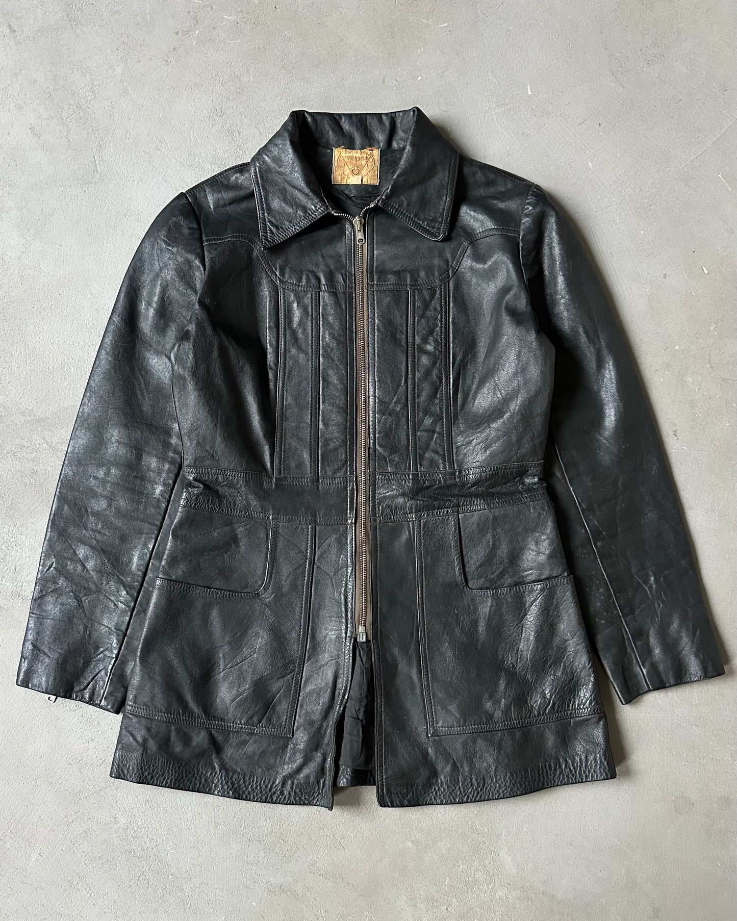 1950s - Black Tabenacle Women's Leather Jacket - (W)XS