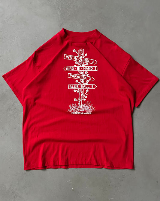 Années 80 - T-Shirt Rouge Intercourse - XL