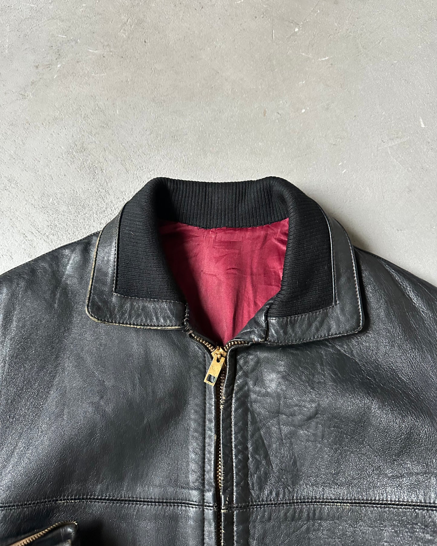 1950s - Distressed Black British Leather Jacket - XS/S