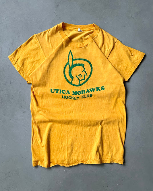 Années 1970 - T-shirt Utica Mohawks jaune - M