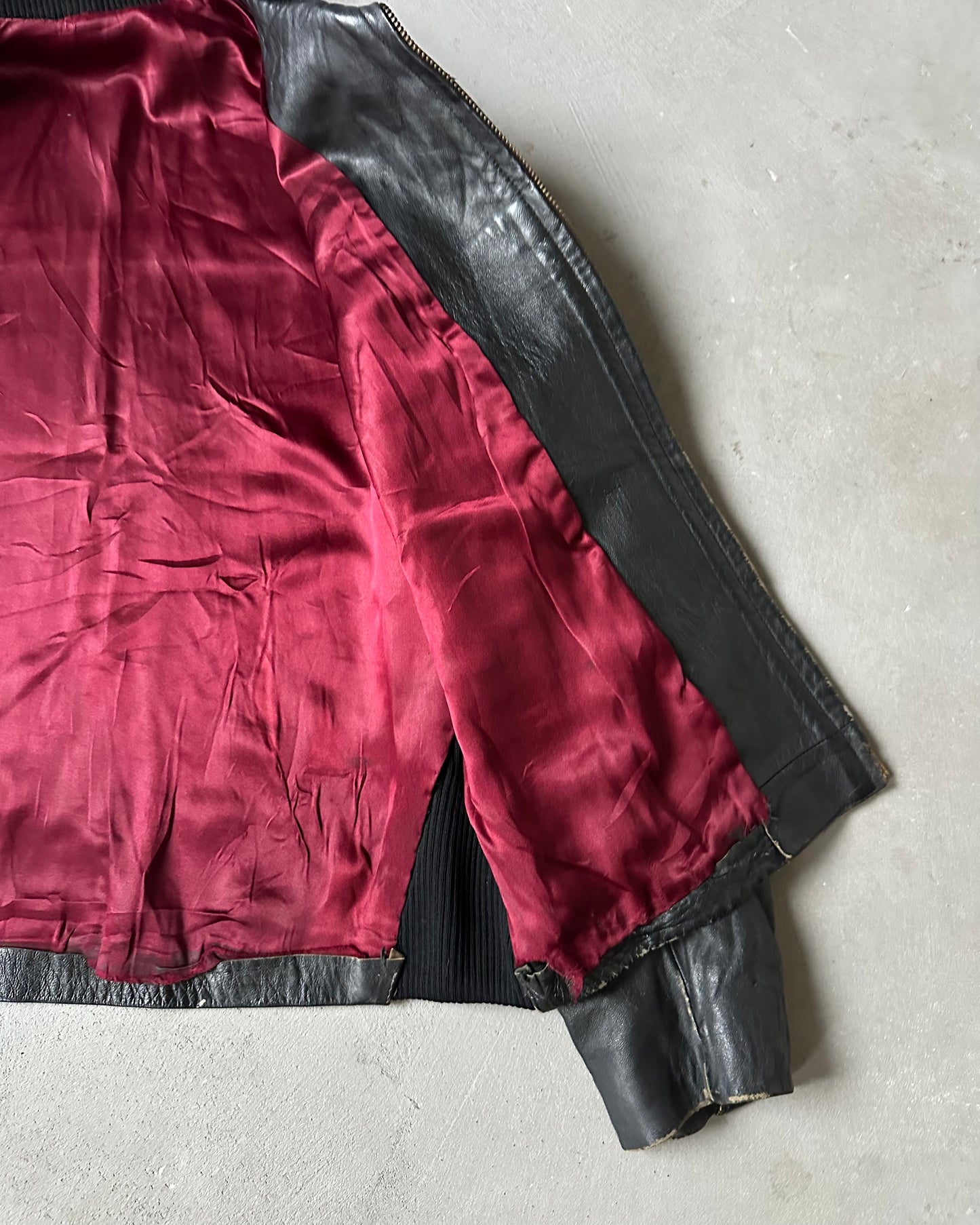 1950s - Distressed Black British Leather Jacket - XS/S