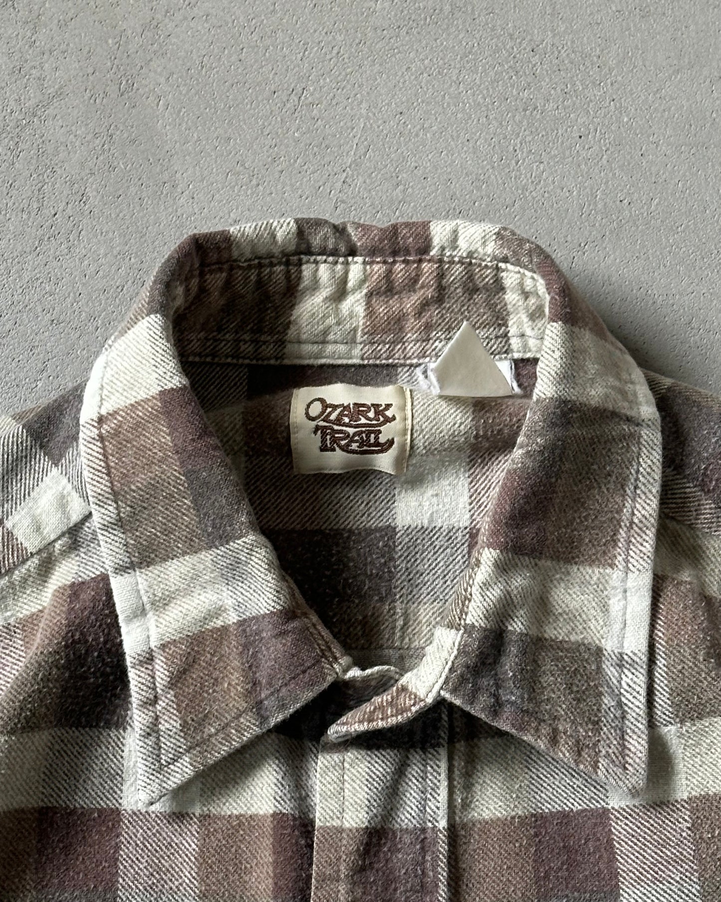 1990s - Brown Ozark Plaid Flannel - L