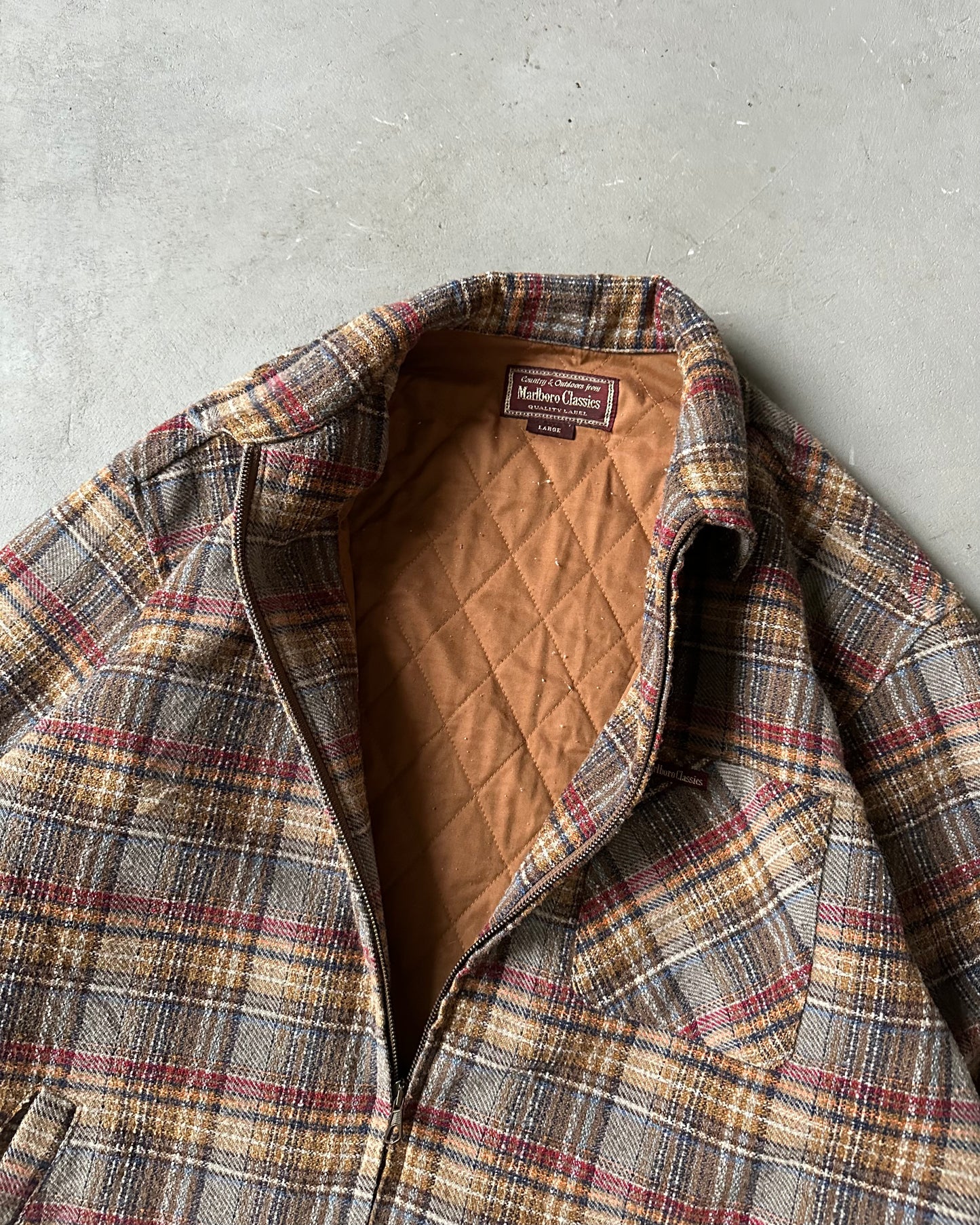 1990s - Grey/Red Marlboro Plaid Jacket - L