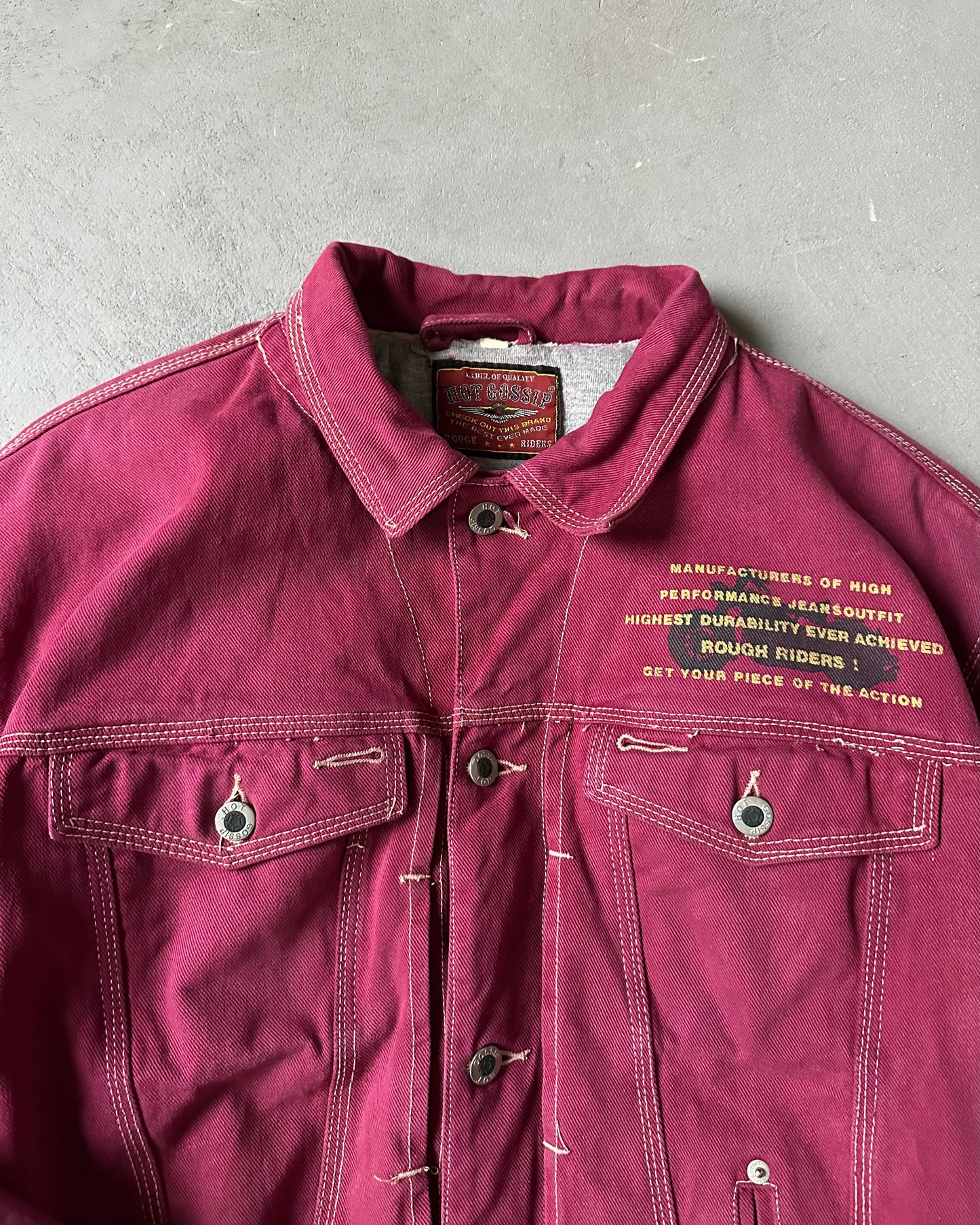 1990s - Cranberry Hot Gossip Trucker Jacket - M