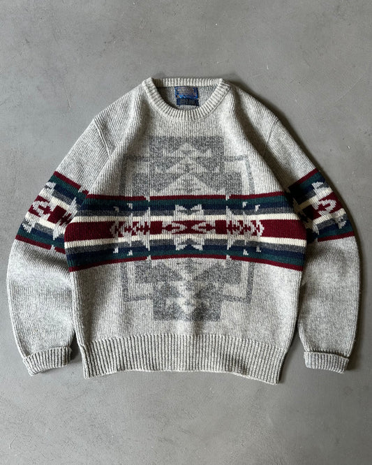 1980s - Grey Pendleton Aztec Sweater - L