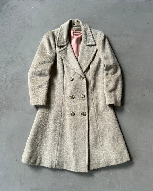 1980s - Beige Double Breasted Wool Women's Coat - (W)S