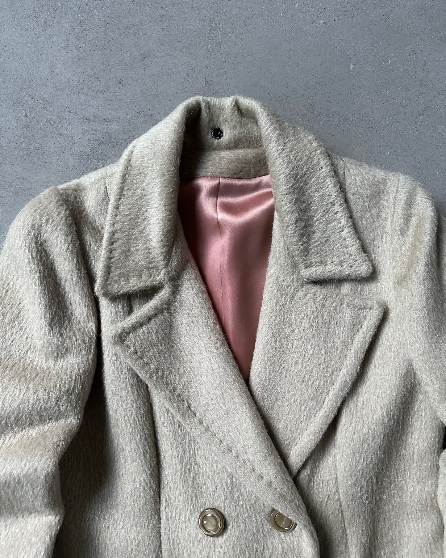 Années 1980 - Manteau en laine croisé beige pour femme - (F)S