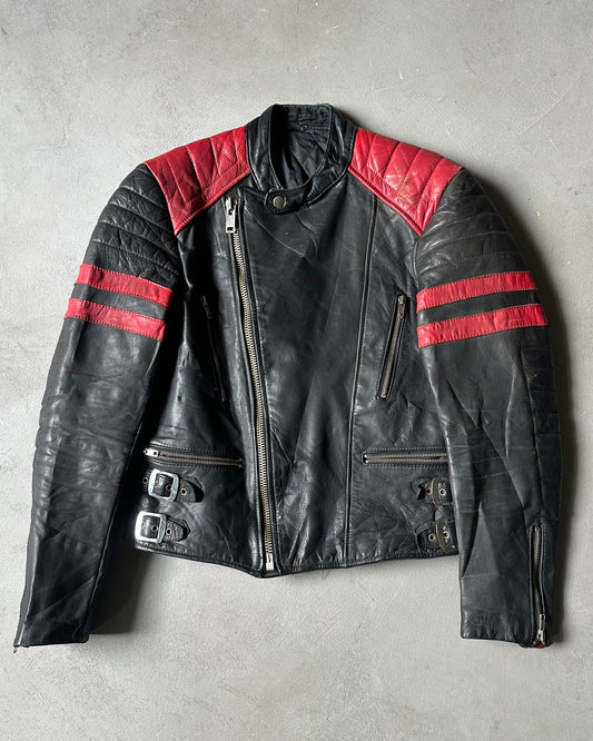 1970s - Black/Red Motorcycle Leather Jacket - XS