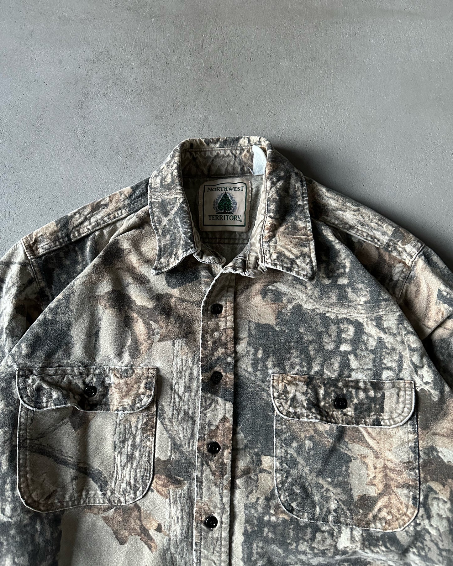 1990s - Camo Chamois Button Up - L/XL