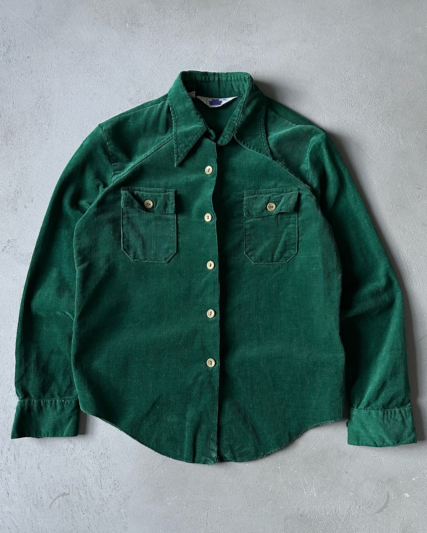 1970s - Green The Whole Thing Corduroy Women's Button Up - (W)S