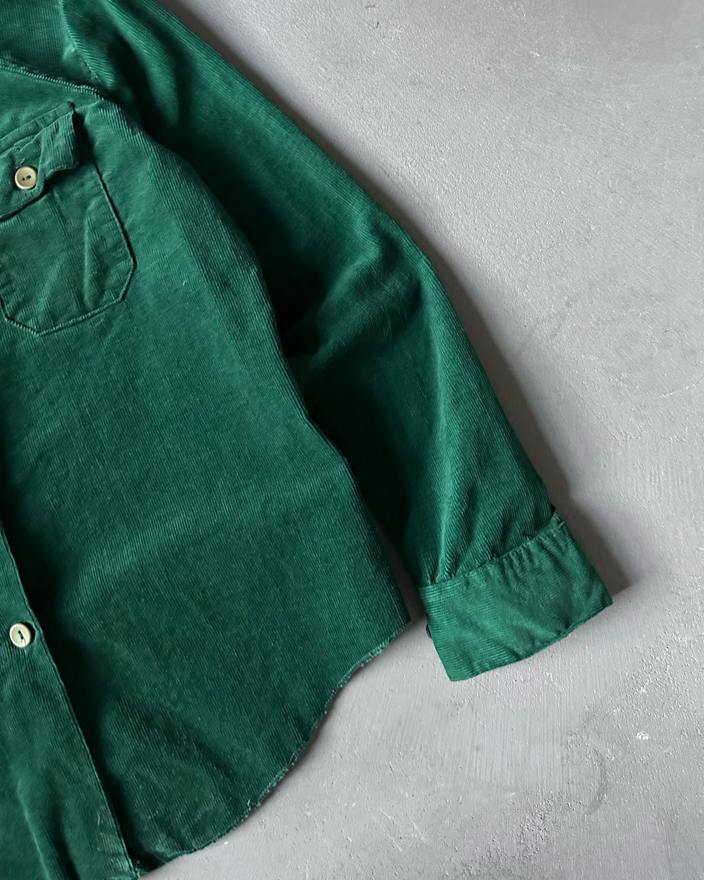 1970s - Green The Whole Thing Corduroy Women's Button Up - (W)S