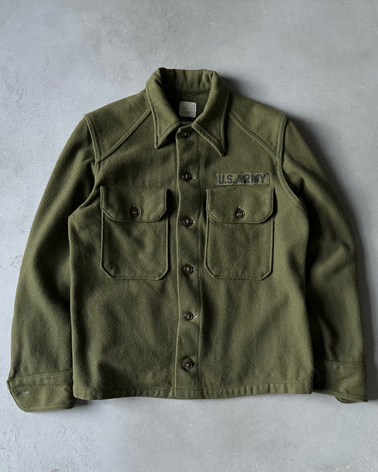 1950s - Green Field Wool Military Button Up - S