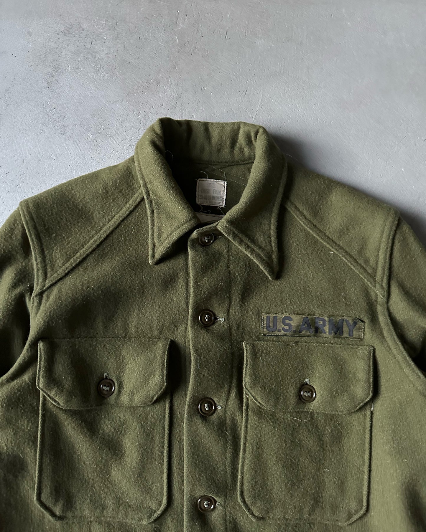 1950s - Green Field Wool Military Button Up - S