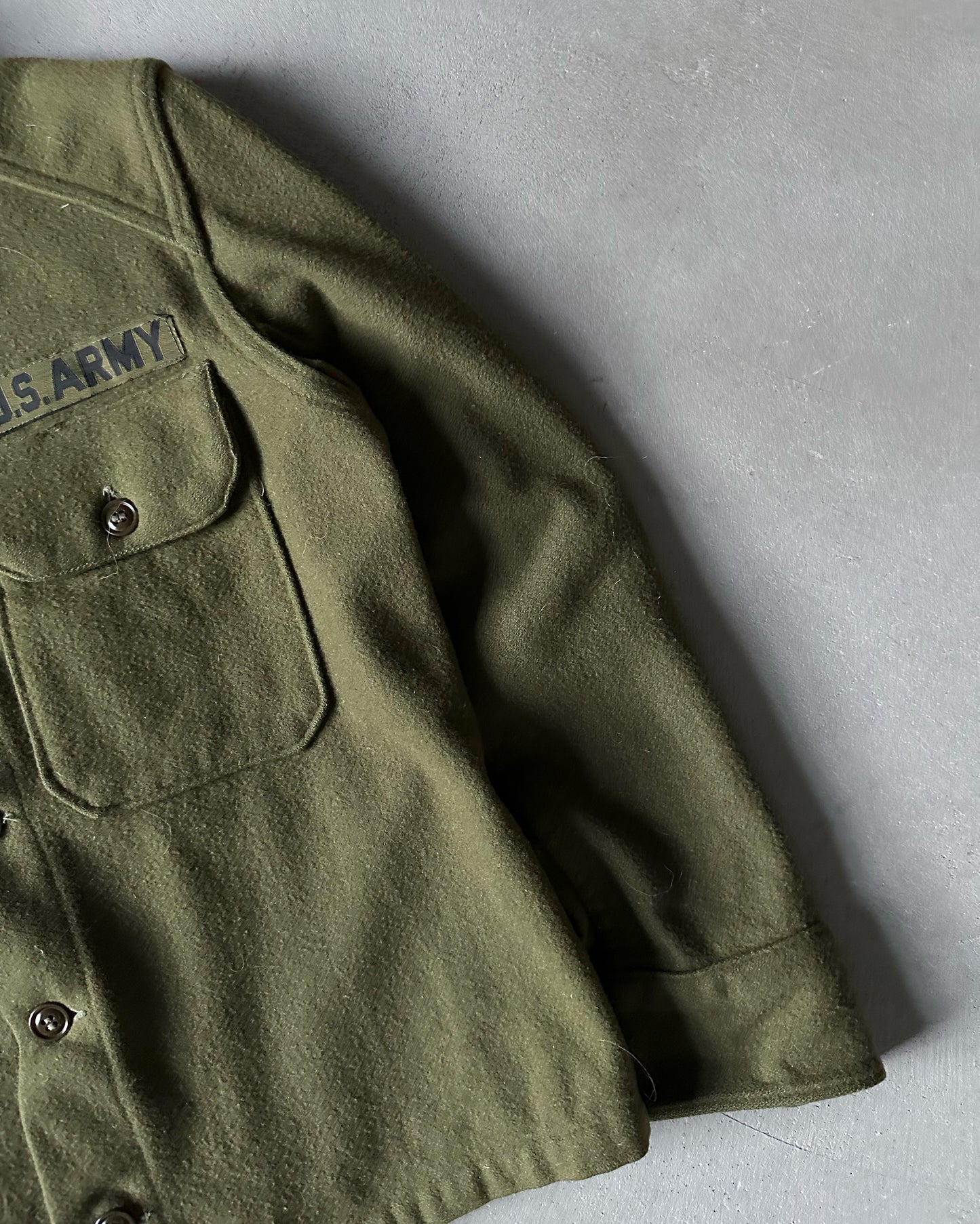 1950s - Green Field Wool Military Button Up - S