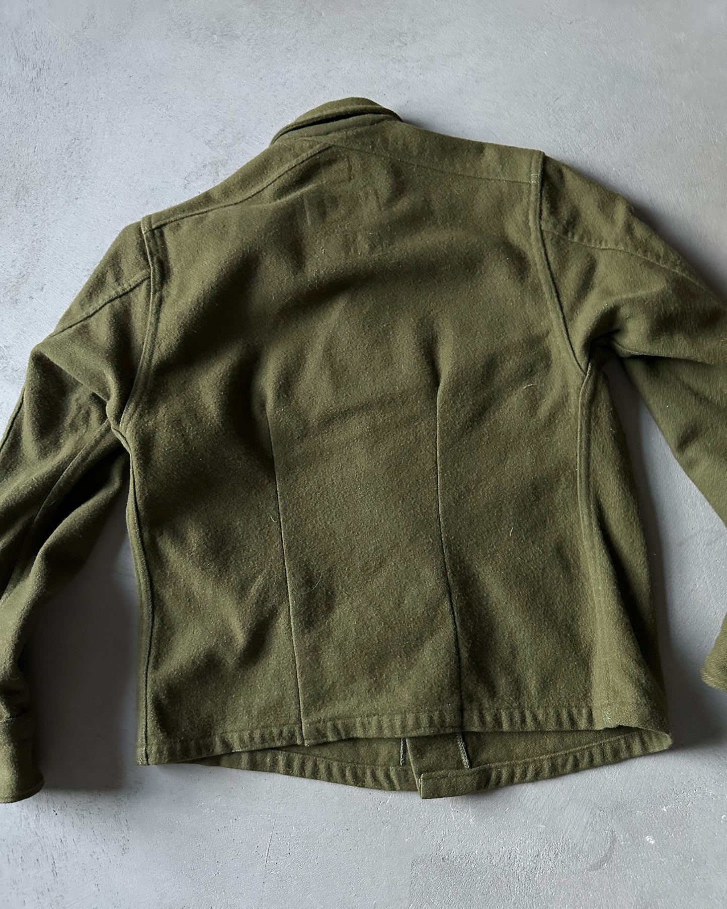 1950s - Green Field Wool Military Button Up - S