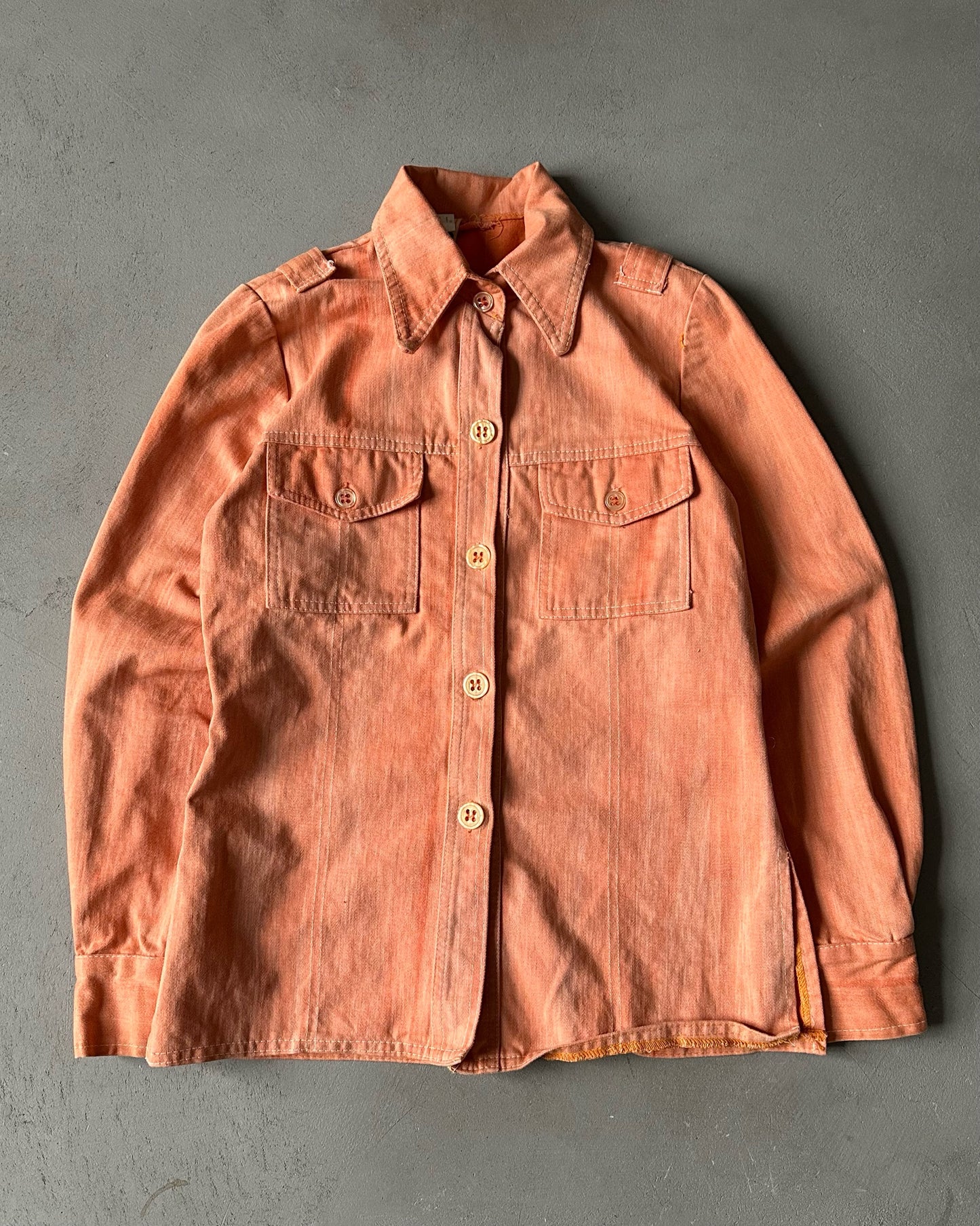 1970s - Peach Women's Button Up - (W)XS