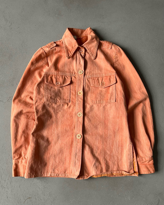 1970s - Peach Women's Button Up - (W)XS