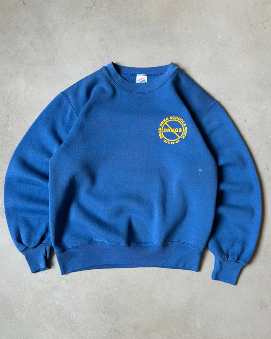 1990s - Blue "No Drugs" Crewneck - S