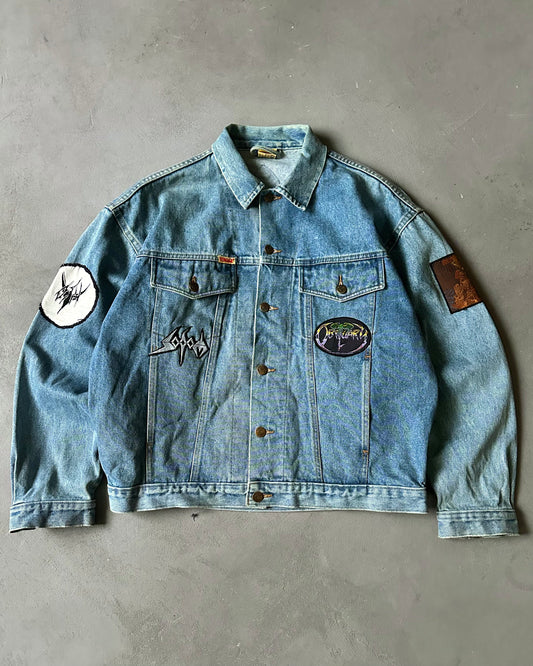 1990s - Band Patchwork Denim Jacket - M