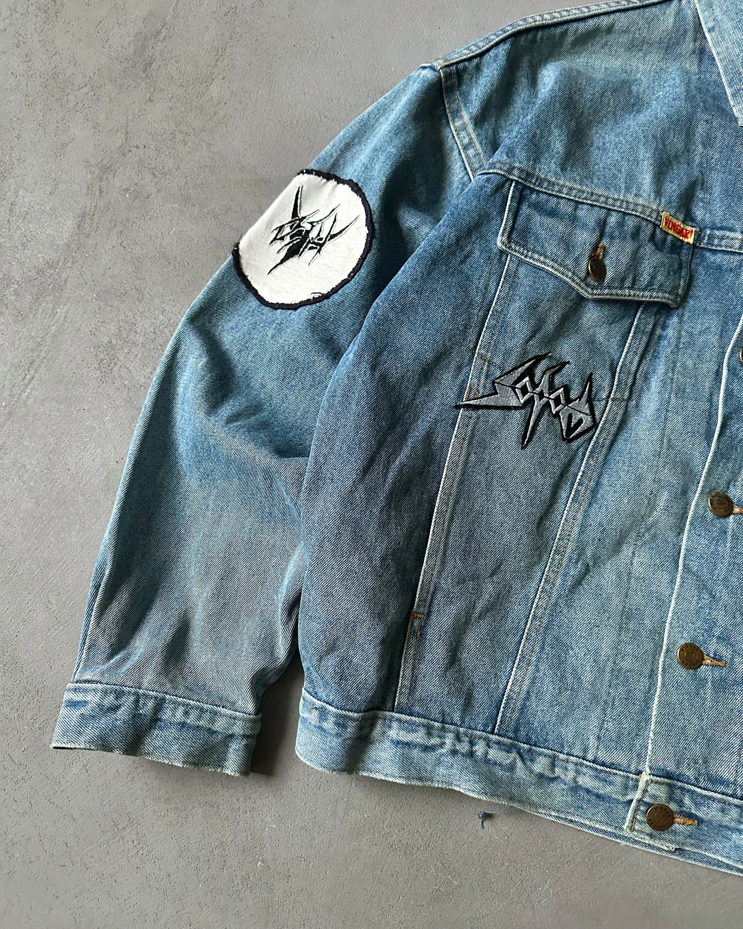 1990s - Band Patchwork Denim Jacket - M