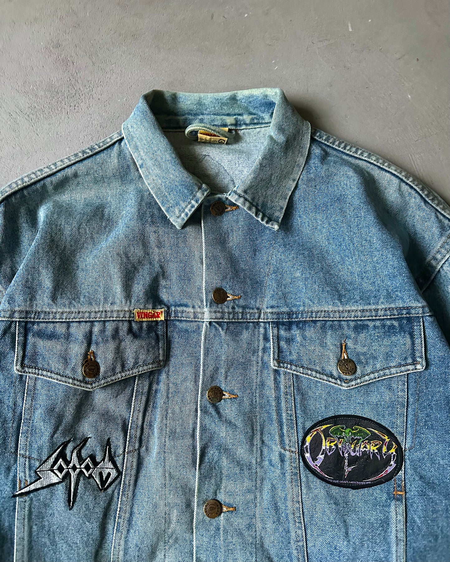 1990s - Band Patchwork Denim Jacket - M