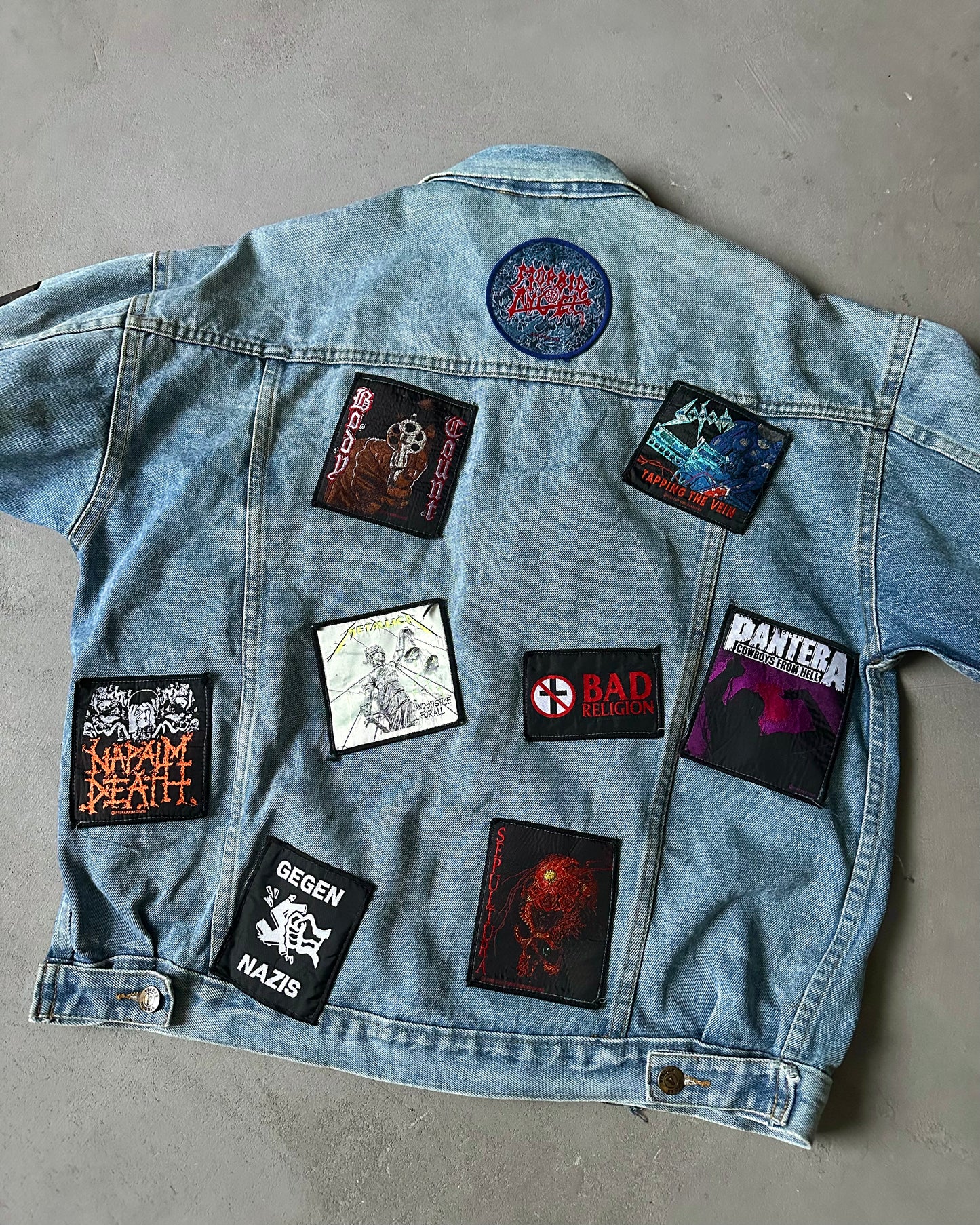 1990s - Band Patchwork Denim Jacket - M