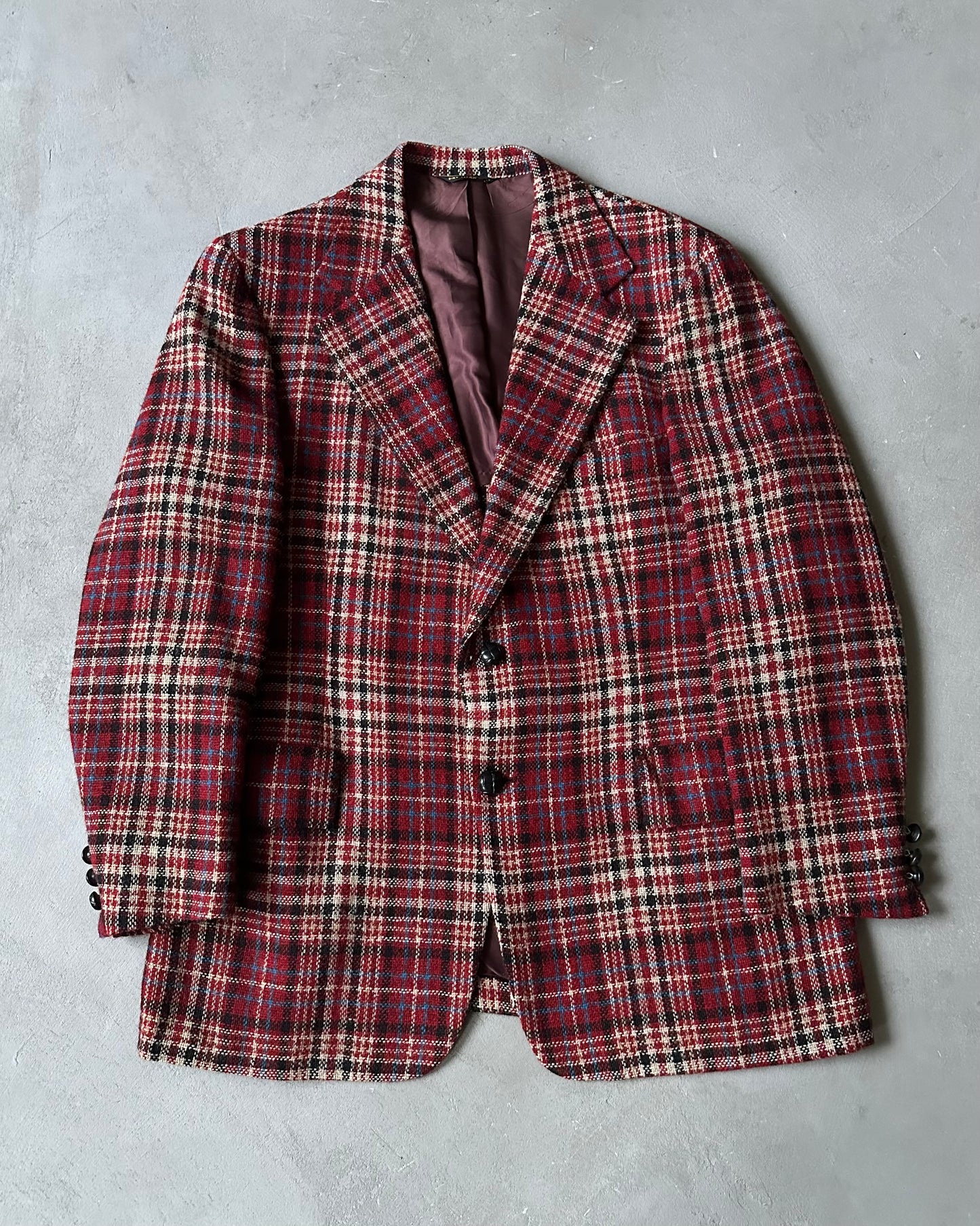1980s - Red/Blue Plaid Wool Blazer - 43