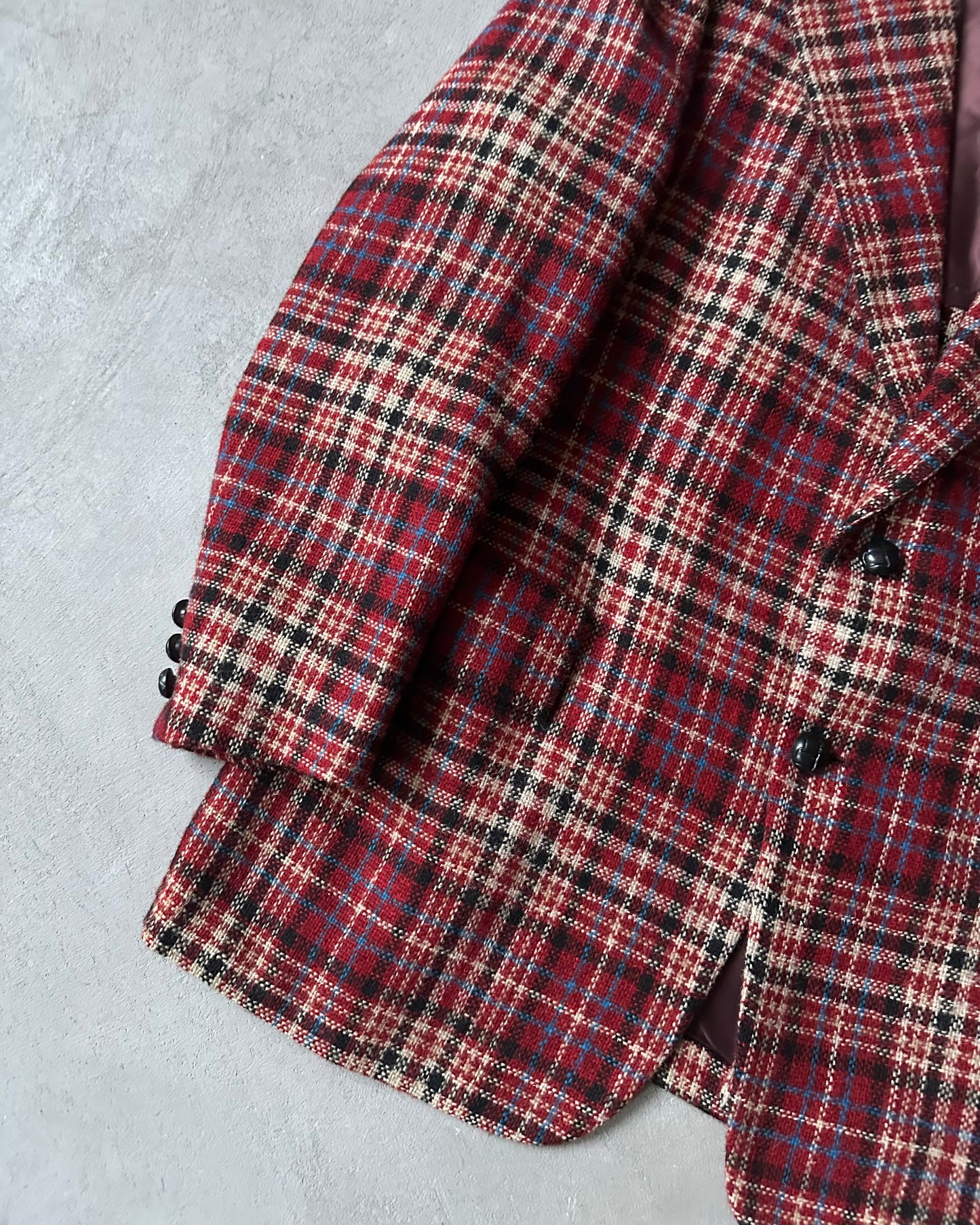 1980s - Red/Blue Plaid Wool Blazer - 43