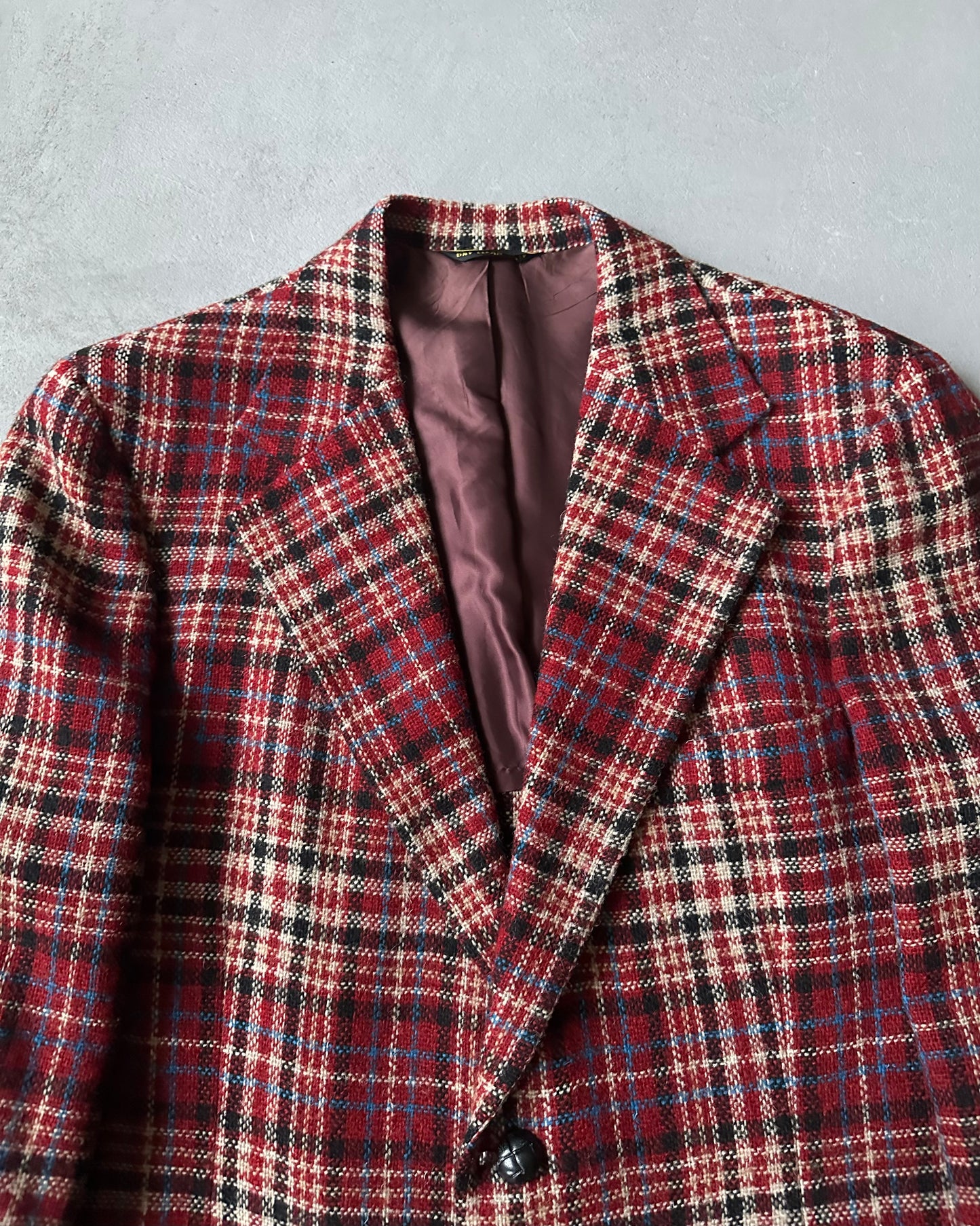 1980s - Red/Blue Plaid Wool Blazer - 43