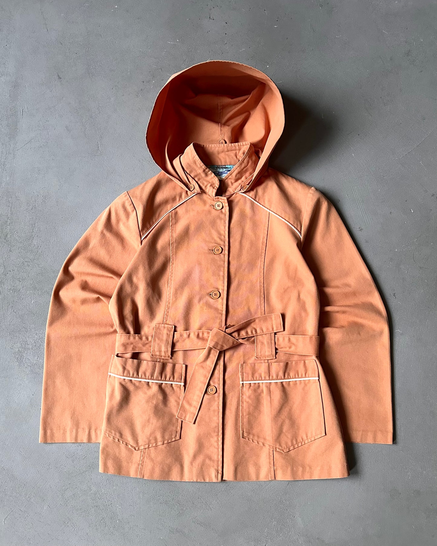 Années 1970 - Veste ceinturée couleur pêche pour femme - (F)S