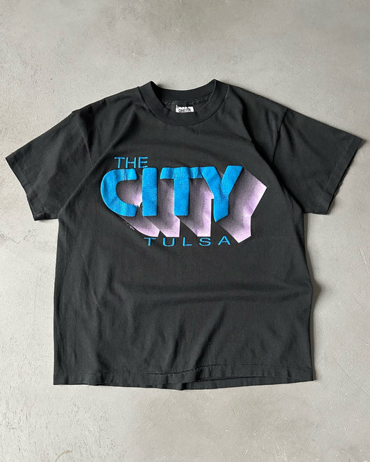 1980s - Faded Black "The City" T-Shirt - S/M