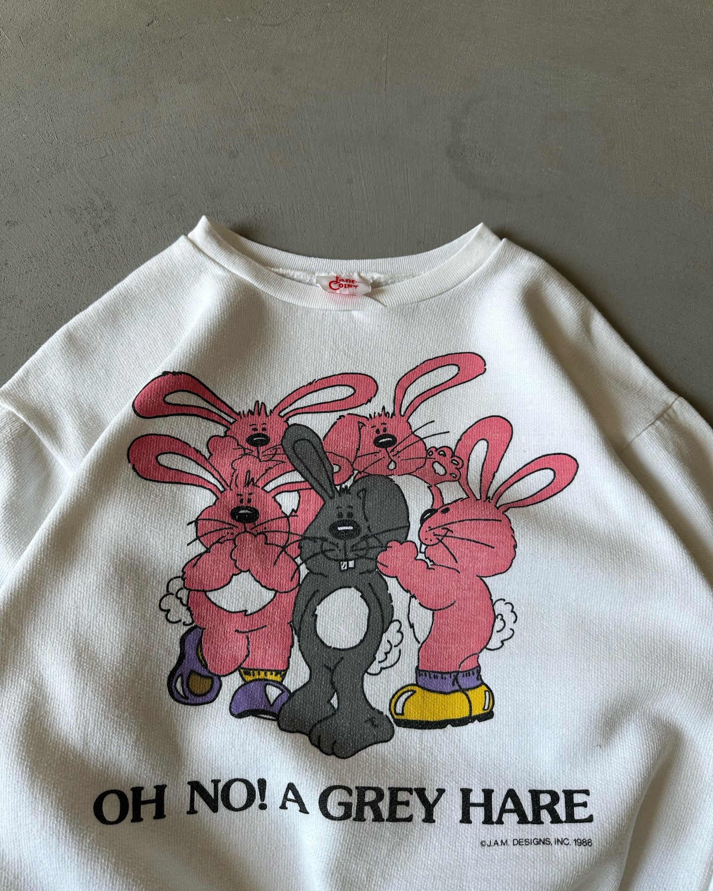 1980s - White "Grey Hare" Crewneck - (W)XS