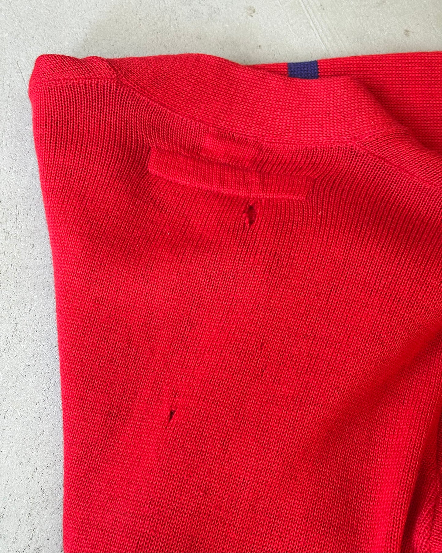 Années 1960 - Cardigan Letterman Rouge vieilli - T/M